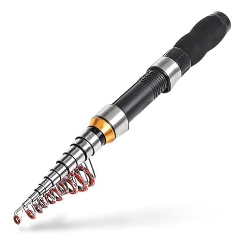 Lihaer Mini Portable Telescopic Fishing Rod Fiberglass Ice Sea Fishing Rod Sea Fishing Rod 1.0/1.2/1.5/1.7/1.9/2.1/2.3M Fishing Accessories (1.0M) Cover