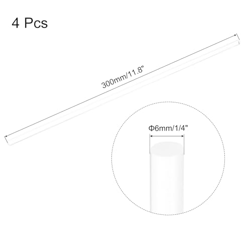 QUARKZMAN Runde Acrylstäbe, 6 mm x 300 mm, Stangen aus transparentem Acryl, Stäbe aus Kunststoff, Band für Basteln, Handwerk, Beleuchtung, Gartendekoration, 4 Stück
