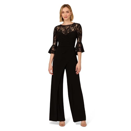 Adrianna Papell womens Combo Jersey Draped Jumpsuit, Black, XL