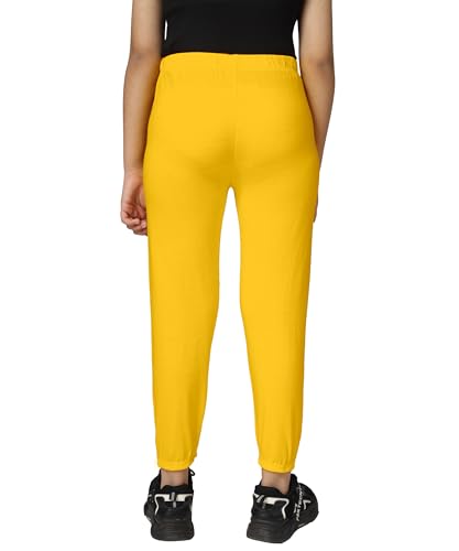 Image of KYDA KIDS Girls Mid Rise 100% Pure Cotton Track Pants | Regular Fit Elastic Waist Casual Wear | Soft Comfortable Kids Trousers (Pack of 2)