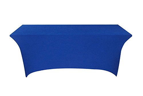 Tina 4 ft. Rectangular Banquet Table Cover Spandex Fitted Stretch Tablecloth Sapphire