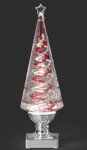 Roman 14" H Lighted Swirl Christmas Tree with Red Spinning