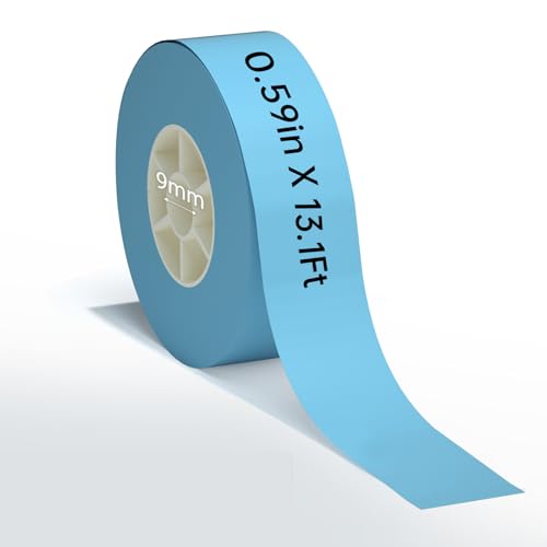 PRT Quiet Label Tape 15mm x 4M /0.59" x 13.12 ft,Qutie Sticker Thermal Paper Label Maker Tape Refill Here Print Waterproof DIY Self-Adhesive Name Price Shelf Life Classification Labels,Blue