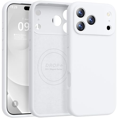 Ktele Magnetic for iPhone 17 Pro Max Case [Compatible with Magsafe] [Premium Silicone Satin-Smooth Touch] Slim Shockproof Anti-Scratch Microfiber Lining Case 6.9 inch White