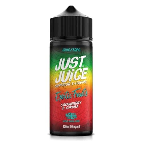Just Juice 70/30 Vape Liquid, 100ml 0mg Strawberry & Curuba Vape Juice, E liquid for E-Cigarette, Nic Free Eliquid, Vaping Liquids, 70VG 30PG