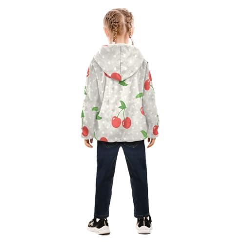 OTVEE Cherry Fruit Pattern Kids Hoodie Jacket Fall Spring Full Zip Warm Outwear Coat4