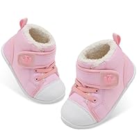 JOINFREE Baby Boys Boots for Winter Snow Baby Girls Indoor Shoes Non-Slip Toddlers Warm Booties for Inoor Outdoor Pink 6-12 Month Infant