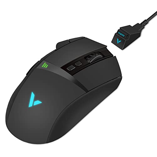 Rapoo Gaming Mouse, Wired And Wireless Dual Modes Rechargeable Ergonomic Design Optical, 11 Programmable Buttons, 5 Adjustable Customized Dpi, Rgb Backlight, Windows Desktop Laptop Pc #TOP1