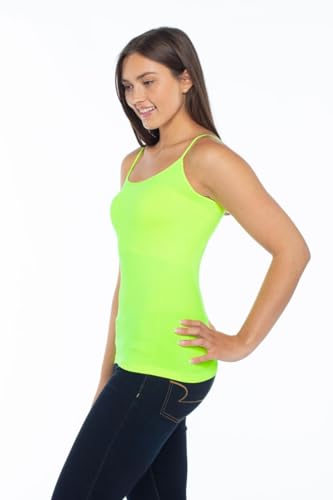 Image of Malibu Sugar Womens Camisole Tank Tops - Seamless Fitted Spaghetti Strap Cami Stretch Basic Womens Camisole for Layering XS-M