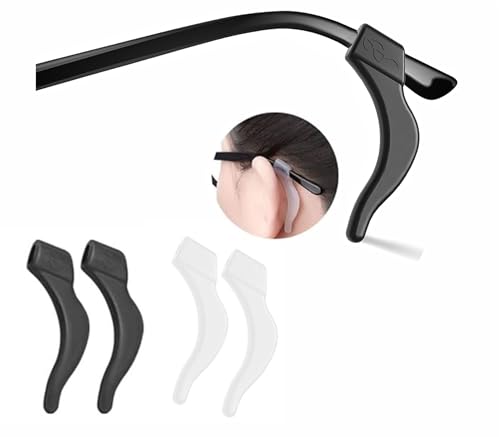Image of FEORA Ear Grips Supporter for Spectacles Hook Temple Tips Retainer Spectacle holder Eye Glasses Spec supporter hooks Anti Slipping Anti-Fall Eye Glass Holder for Eyewear Specs holder Strap - Pairs