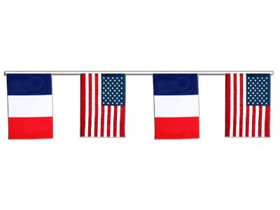 Guirlande d'amitié France - USA de 6 mètres avec drapeaux alternés