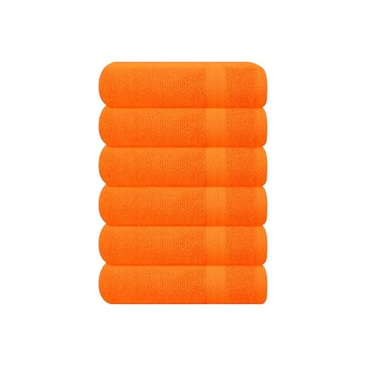 GLAMBURG Ultra Soft 6-Piece Hand Towel Set 16x28-100% Ringspun Cotton - Durable & Highly Absorbent Hand Towels - Ideal for use in Bathroom, Kitchen, Gym, Spa & General Cleaning - Orange
