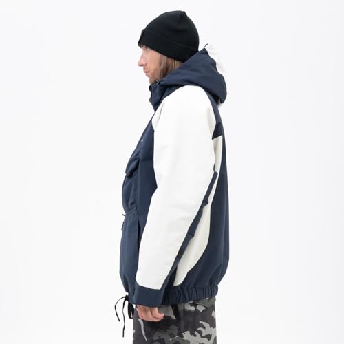 SNOWVERB Jaqueta masculina de snowboard Anoraque larga, meio zíper, camuflada, leopardo, impermeável