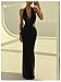 Floerns Women's Cut Out Backless Halter Top Dress Deep V Neck Slit Maxi Dresses Black Large