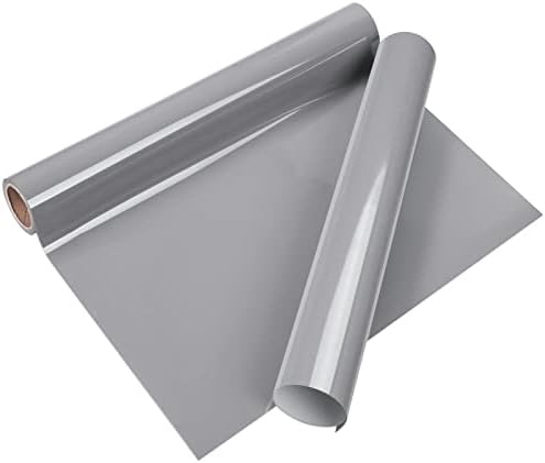 VINYL FROG Heat Transfer Vinyl Roll HTV Vinyl - 12"x5ft Grey Iron on Vinyl for T-Shirts, Heat Press Vinyl for DIY Craft Designs (Grey)