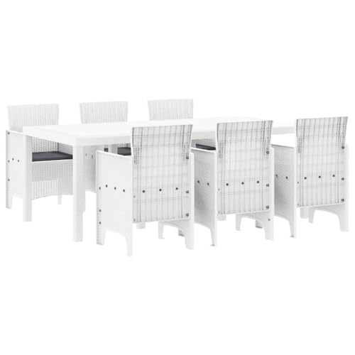 Ensemble de salle à manger pour jardin blanc extérieur table chaises 7 pcs - 2