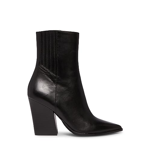 Steve Madden Steve Madden Women's Rickki Ankle Boot, Black Leather, 8.5
