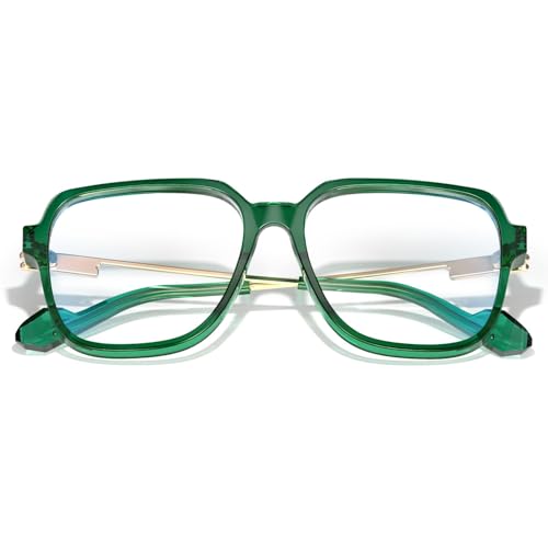 Image of VISOONE Oversized Blue Light Blocking Glasses with Chic Square TR90 Frame and Metal Temple for Women Men Ryan