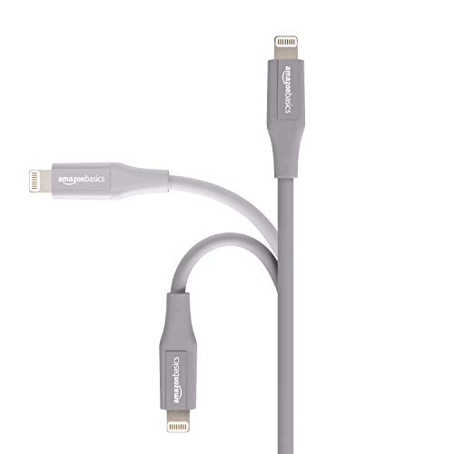 Image of AmazonBasics Apple Certified Lightning to USB Charge and Sync Tough Cable, 10 Feet (3 Meters) - Pack of 2 - Grey