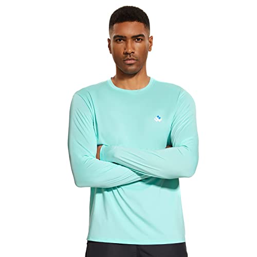 Men’s Upf 50+ Lightweight Long Sleeve Casual T-Shirt Quick Dry Uv Sun Protection For Outdoor Beach Hiking Fishing Exercise Seafoam #TOP6