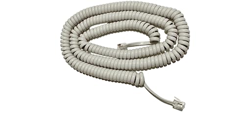 The VoIP Lounge Replacement 25 Foot Long Handset Receiver Curly Cord for Landline Phone (25 Feet Fully Stretched, 42 Inches Coiled) (Off White)