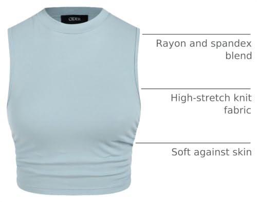 Image of CIDER Womens Tank Tops Sleeveless High Neck Ruched Crop Tops Going Out Casual Basic Ribbed Shirt Summer Fashion Clothing
