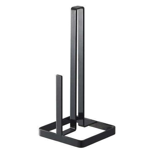 Yamazaki 6782 TOWER Küchenrollenhalter, Black, Stahl, Minimalistisch, 11 x 11 x 26,5 cm