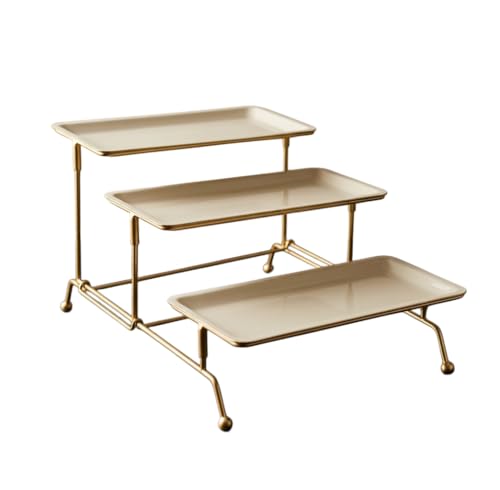 Image of Metal Snacks Organizer Buffet Server Black and White, 3-Tier Metal Serving Tray - Tiered Display Stand for Dessert, Cake Stand for Cake Cutting and Decor