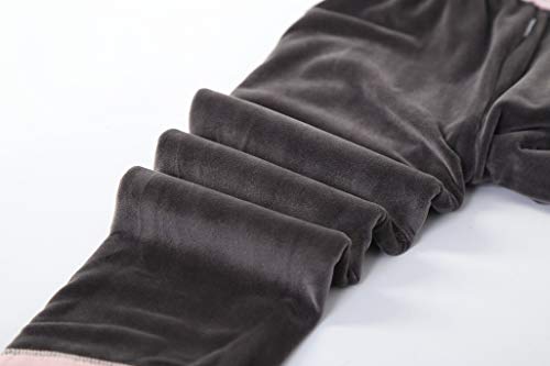 IRELIA Kids Girls 100% Cotton Fleece Lined Solid Leggings Warm Pants for Winter Heather Grey M - image 5