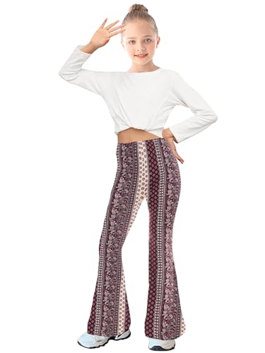 Image of WSPLYSPJY Women's Print Stretch Bell Bottom Flare Palazzo Pants Trousers