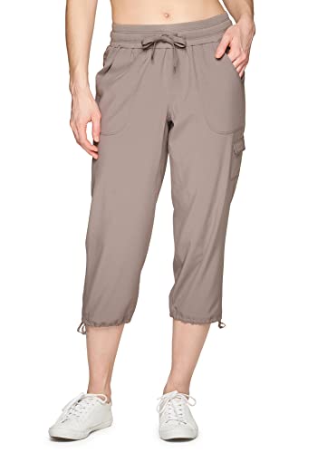 Rbx Women's Lightweight Stretch Woven Drawstring Cargo Capri Pant Tawny Taupe M #TOP7