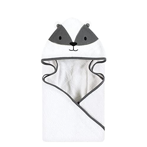 Image of Hudson Baby Unisex Baby Cotton Poly Animal Face Hooded Towel, Badger, One Size
