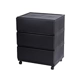 ベリベリモッコ 収納チェストほこりが入にくい 壁付収納チェスト ワイド キャスター付き 3段 日本製［幅54cm×奥行41.7cm×高さ67.8cm］ ブラック