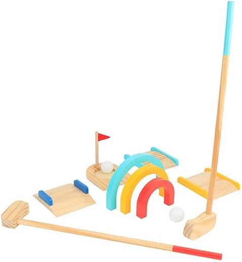 Miniatura 3 de TOOKYLAND Juego de golf de madera para niños, 13 piezas, juego de 2 jugadores con bolsa de transporte, a partir de 3 años