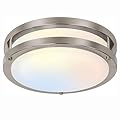 13 inch Flush Mount LED Ceiling Light Fixture, 2700K/3000K/3500K/4000K/5000K Adjustable Ceiling Lights, Brushed Nickel Saturn Dimmable Lighting for Hallway Bathroom Kitchen or Stairwell, ETL Listed
