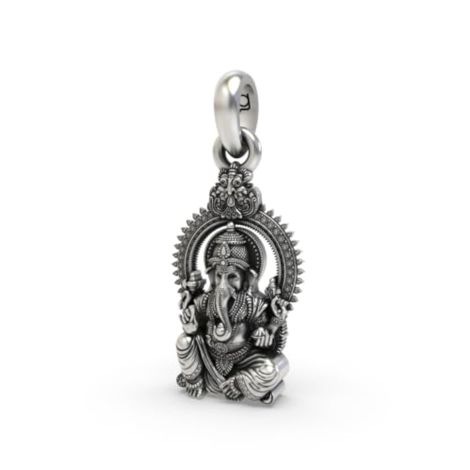 925 Sterling Silver Vakratunda Ganesh Pendant, Religious Charm