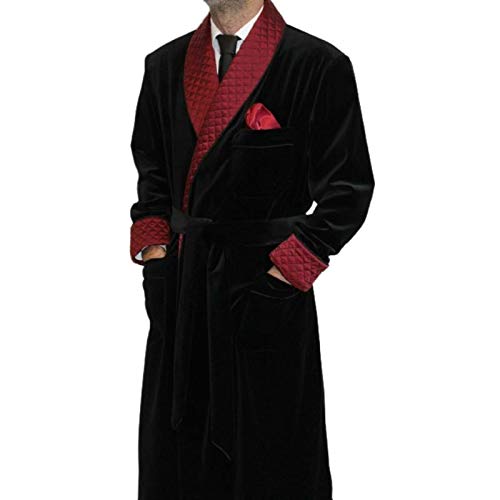Men's Quilted Smoking Jacket Velvet Robe Long Evening dressing Gown (XL) Men's Quilted Smoking Jacket Velvet Robe Long Evening dressing Gown (XL)
