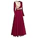 Women Metallic Gold Color Block Praise Dance Dresses Liturgical Lyrical Dancewear Long Sleeves Dance Dress Shiny Full Length Robe Dress Ruffle Tunic Circle Skirt Worship Costume Wine Red + Gold XL