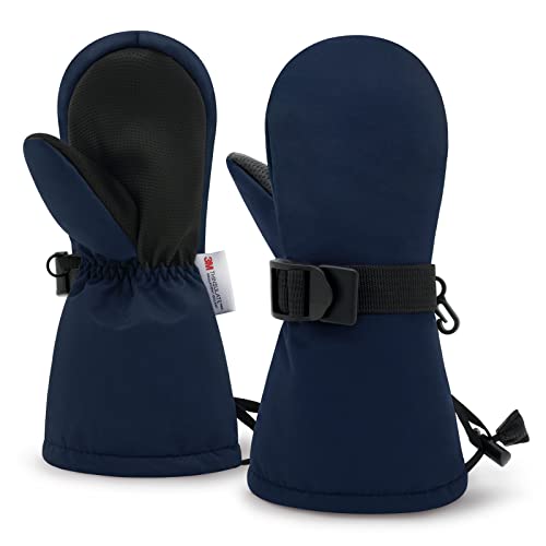 Image of Sarfel Toddler Mittens - Waterproof Snow and Ski Gloves for Kids, Baby Winter Mittens With Thinsulate, Navy, 1-2 Years