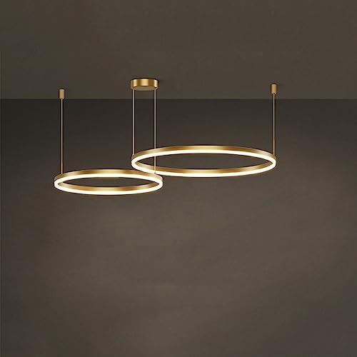 Grand pendant rond réglable or antique, la suspension haut de gamme pour chambre moderne