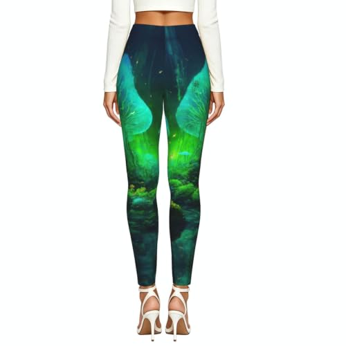 Leggings de compresión para mujer que reducen fatiga muscular con estampado de hongos 3