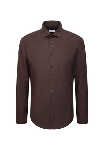 Seidensticker Herren Slim Fit Langarm Business Hemd, Braun, 40