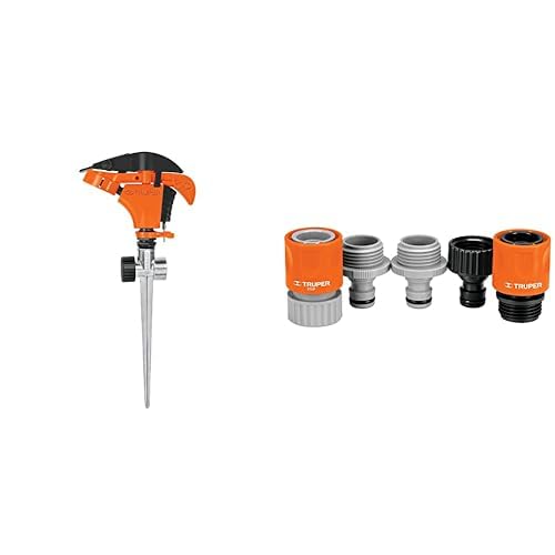 TRUPER ASP-P11X Plastic Sprinkler with 11-inch stake and quick connectors.