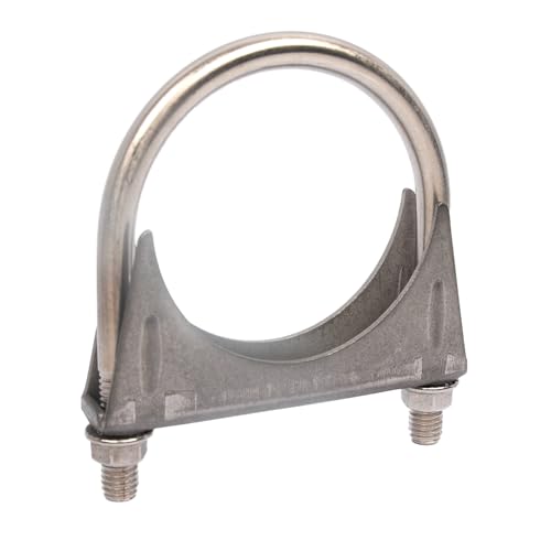 Universal Heavy Duty 3-1/2 Inch Stainless Exhaust Exhaust Clamp 3.5 Exhaust U-Bolt Clamps Saddle Design with Reinforced Ribs
