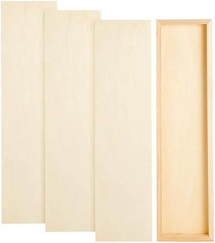 Bright Creations Unfinished Wood Panels for Painting & Crafts - 6 x 23 in, 0.84 in Thick, 4-Pack - Deep Cradle Boards & Long Wood Canvas Blank Wooden Signs for Wall Decor