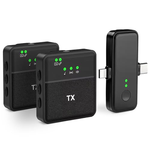 VOVIGGOL Micrófono Inalámbrico Solapa para iPhone iPad Android Cámara, Mini Microfono Inalambrico para Movil, Portátil Micrófono para Grabación de Video, Youtube, TikTok, Vlog, Facebook