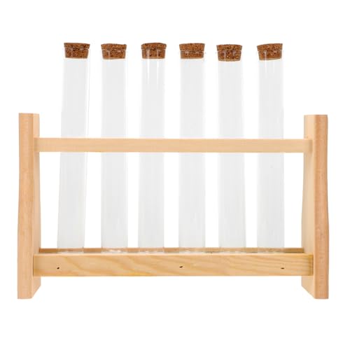 LOPUNER 木製試験管スタンド 平底ガラス試験管ラック 実験室用収納ホルダー 卓上整理に 学校化学実験対応