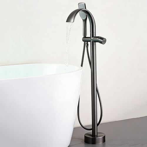 Robinet de baignoire autoportant doré rotatif 360 cascade