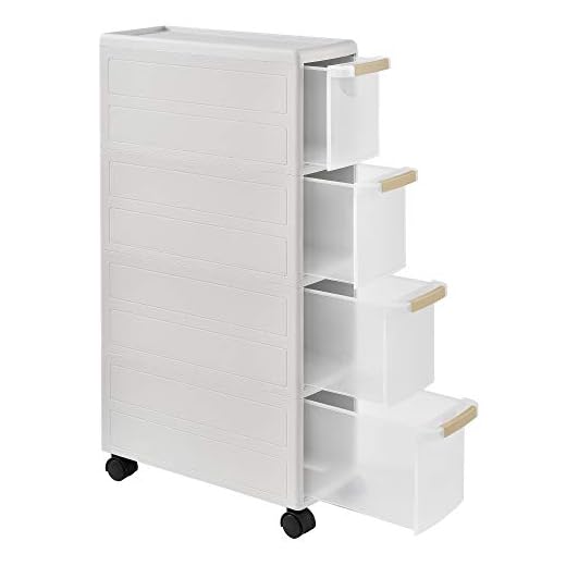 Hylla på hjul 85x18x46,5cm pp vit [en.casa]