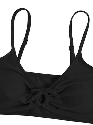 Image of COZYEASE Girls' 2 Piece Ditsy Floral Print Knot Front Ruched Triangle Bikini Swimsuit